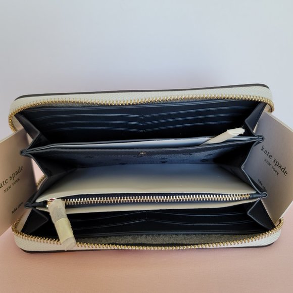 KATE SPADE Spencer Summer Flower Embossed Zip-around Continental Wallet-Cream ⭐ - Picture 13 of 16